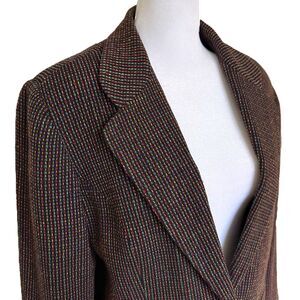 Vintage Women's Rainbow Tweed Wool Blazer Size 10 Black Adolfo Studio